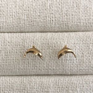 Gold Dolphin Stud Earrings